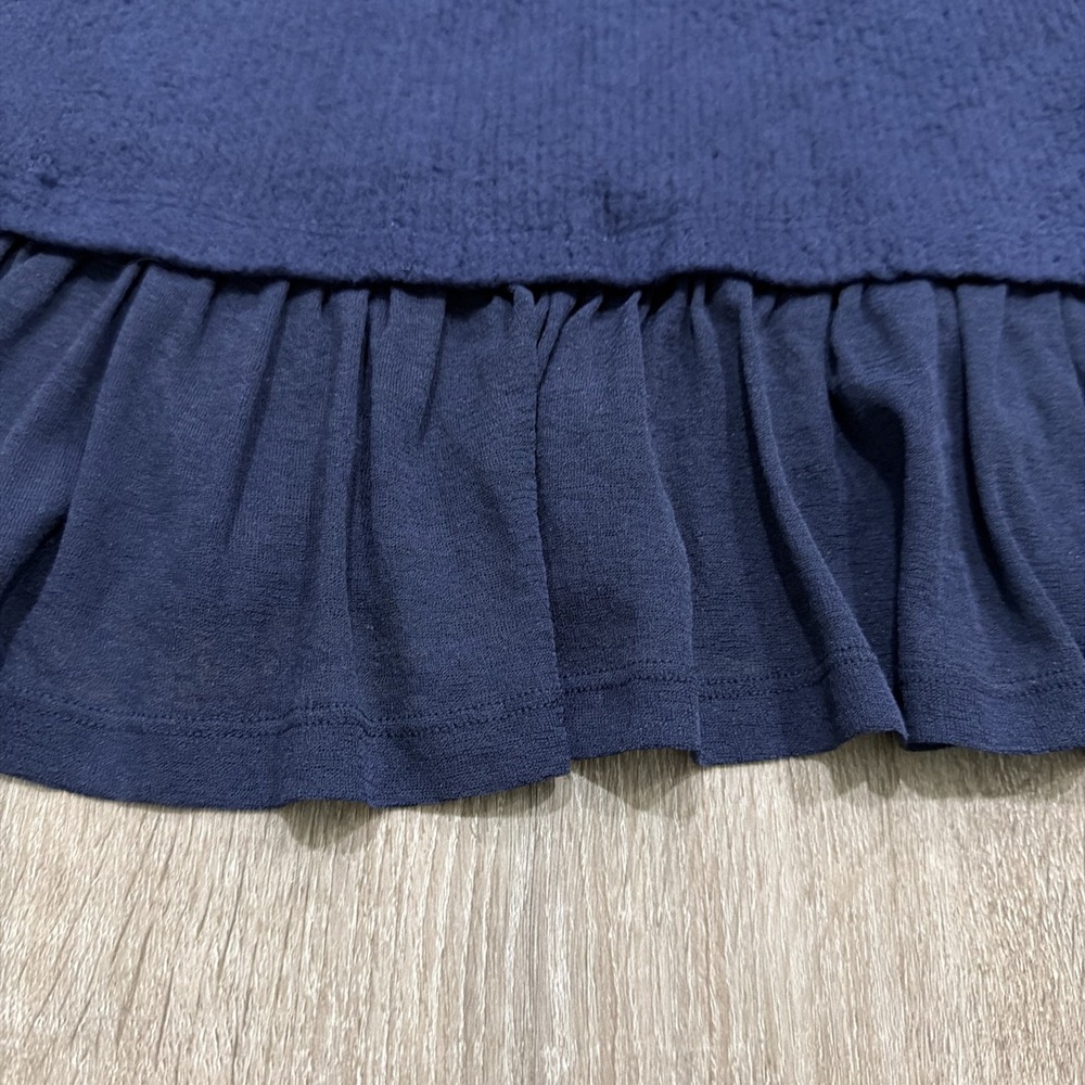 Anthropologie Pilcro Short Sleeve Sweater Twofer Top Textured Navy Medium - Picture 2 of 7